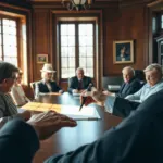 Famille signant des documents notariaux pour une SCI