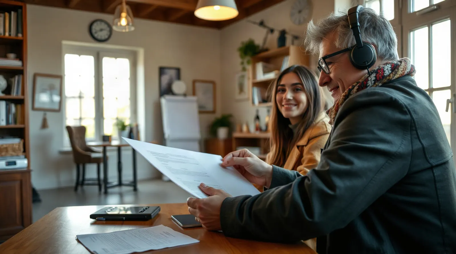 Notaire expliquant un contrat de viager à un couple