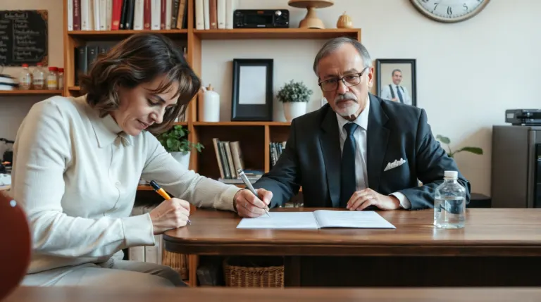 Signature d'un acte de vente en viager chez le notaire