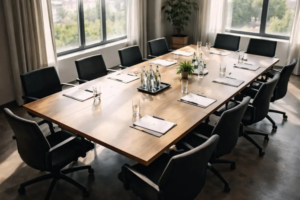 Copropriétaires réunis autour d'une table lors d'une assemblée générale de copropriété